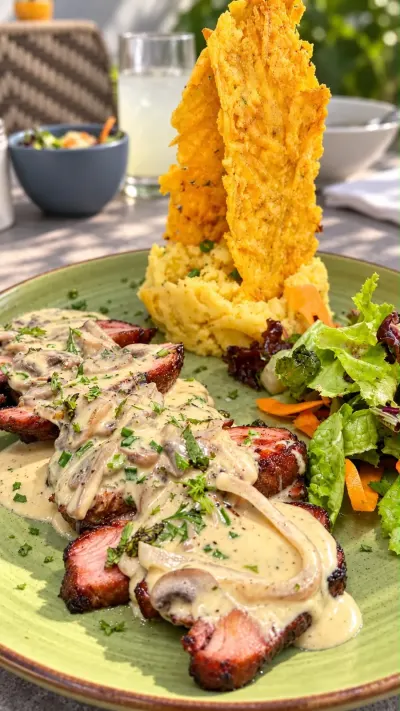 Bondiola de Cerdo en salsa de Champiñones