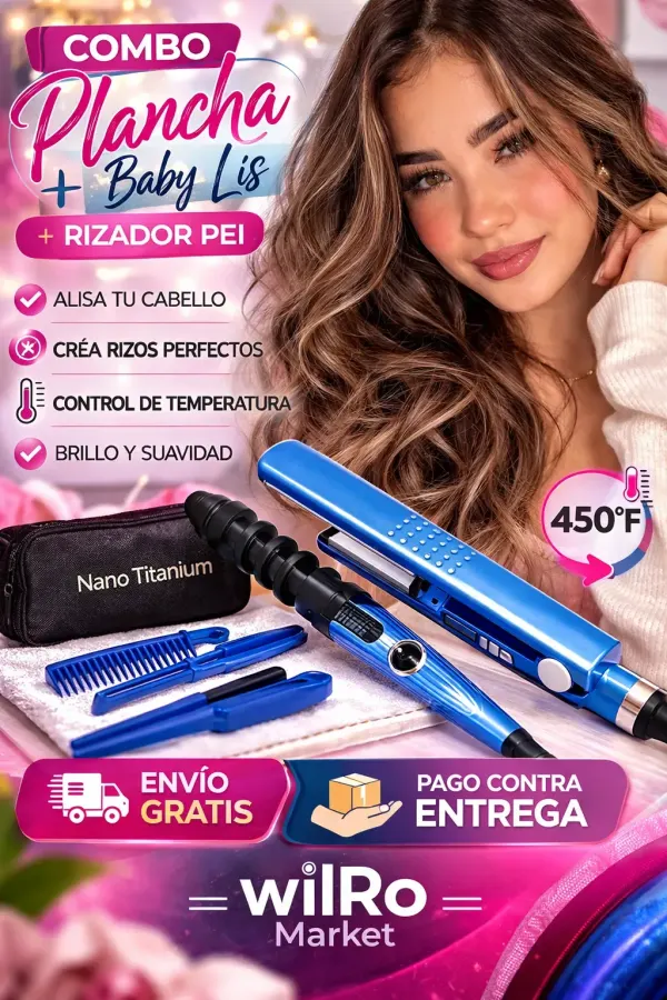 Combo de plancha baby lis rizador
