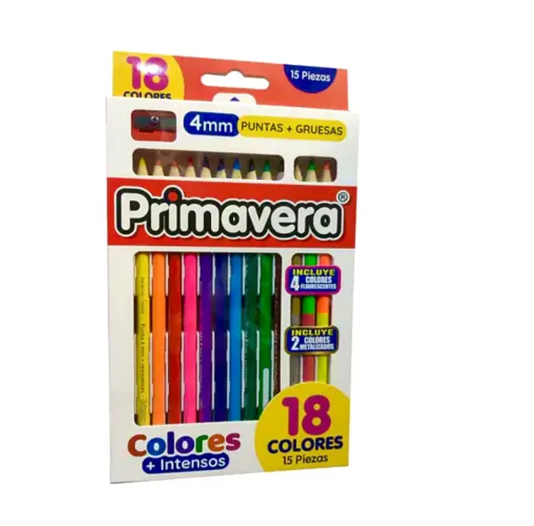 Caja de colores ? 18 colores/15 lápices Primavera®