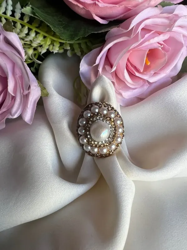 ANILLO DE PERLAS Y CRISTAL