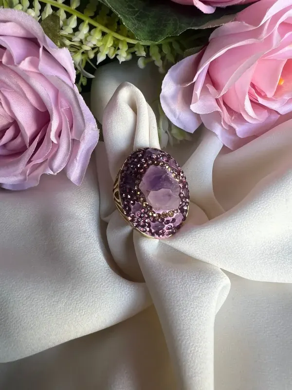 ANILLO MORADO PIEDRA NATURAL