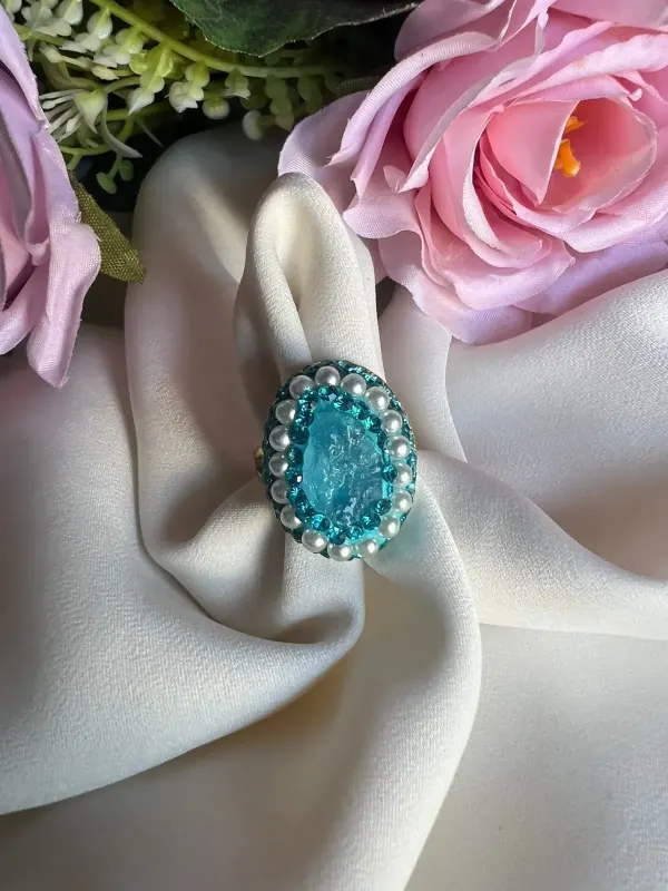 ANILLO AZUL CIELO PERLA
