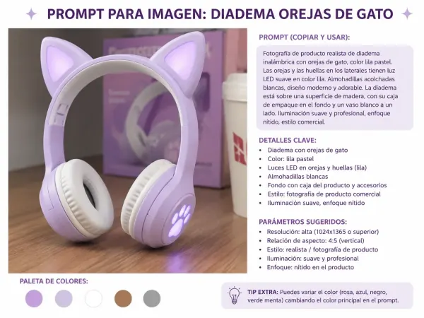 Diadema Bluetooth orejas de gato