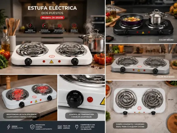 estufa electrica 2 puestos