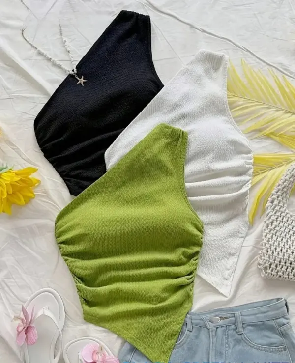 Blusa cuchilla para dama tonos frescos en talla unica.