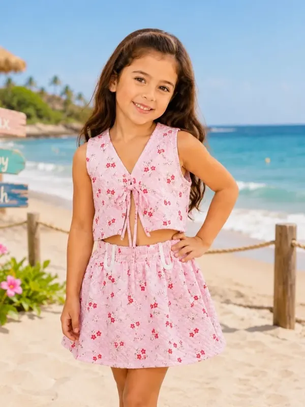Conjunto Estampado Floral Rosa