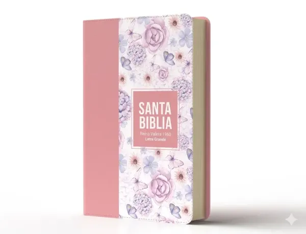 Biblia RVR 1960 Letra Grande Tamaño Manual Símil Piel Rosa Claro