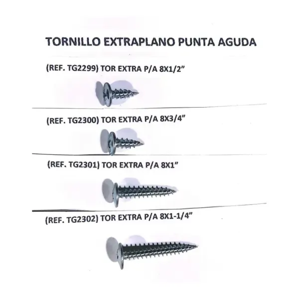 TORNILLO EXTRAPLANO PUNTA AGUDA
