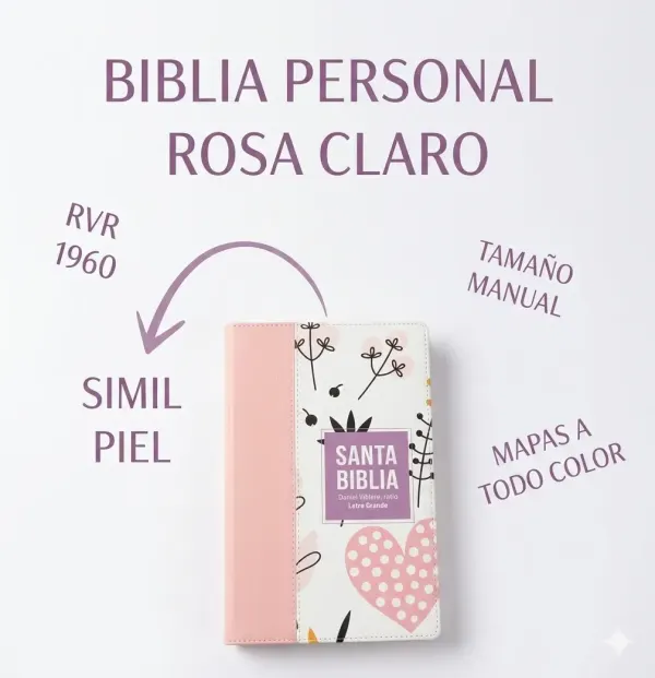 Biblia RVR 1960 - Letra Grande - Tamaño manual - Rosa claro