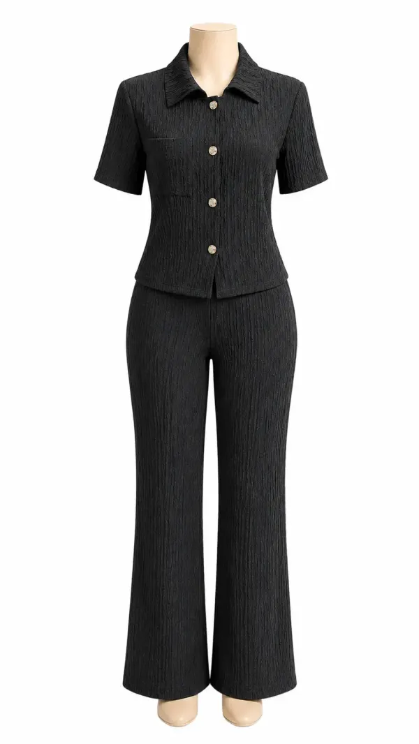 Título para tu catálogo: Conjunto Negro Texturizado de 2 Piezas