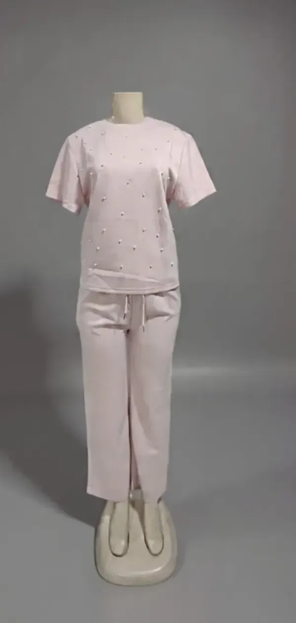Set Elegance Rosa Perla - Top + Pantalón