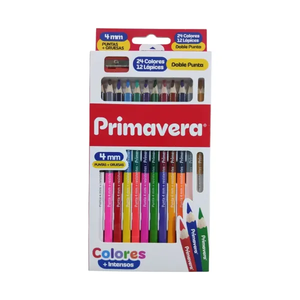 Caja de colores ? doble punta 24 colores 12 lápices Primavera®