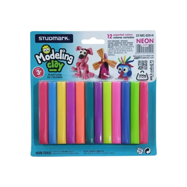Plastilina neón de 12 colores Studmark®