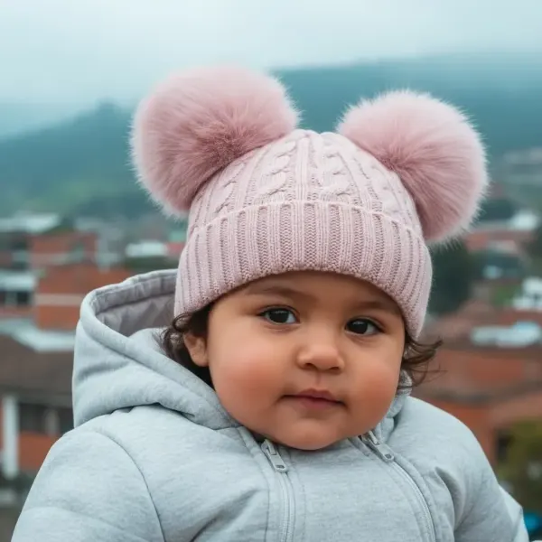 Gorro Pompones Rosa