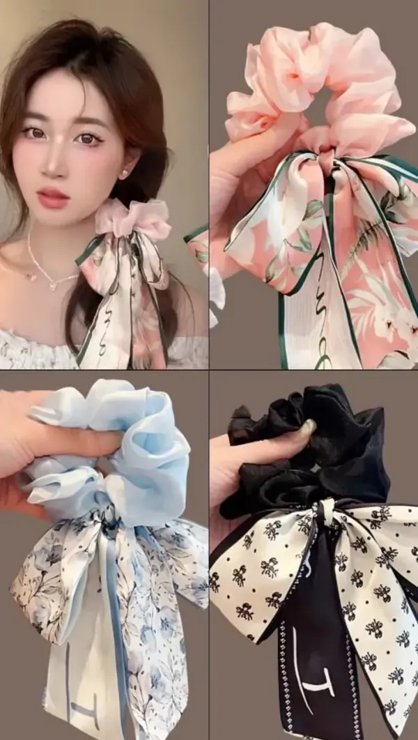 Coletero Scrunchie con Pañuelo y Lazo Elegante