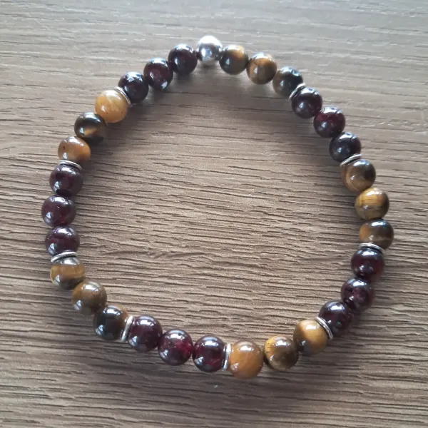 PULSERA OJO DE TIGRE Y GRANATE