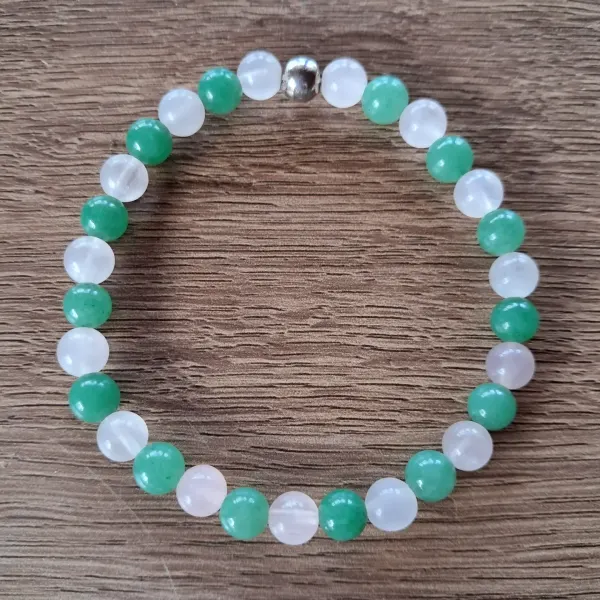 PULSERA AVENTURINA Y CUARZO ROSADO