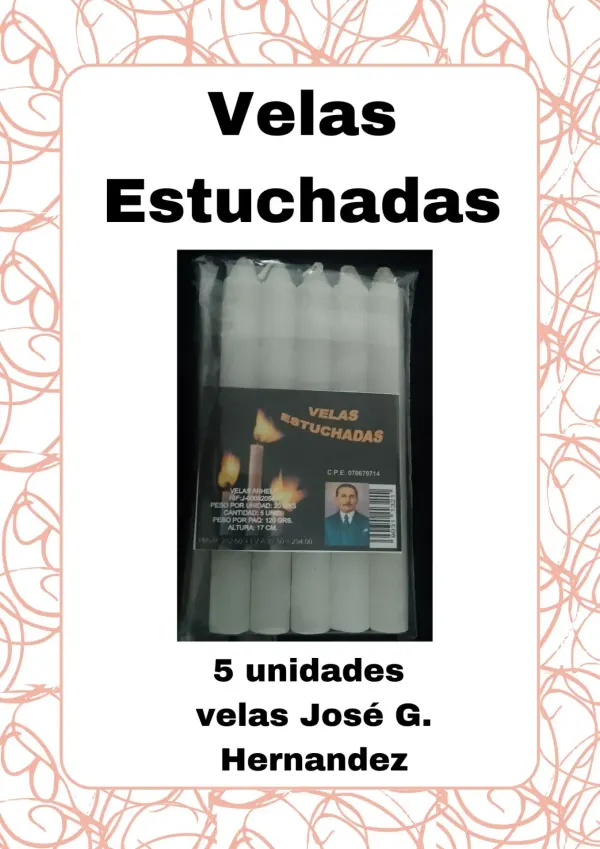 VELAS ESTUCHADAS 5 UNIDADES JOSE GREGORIO HERNANDEZ