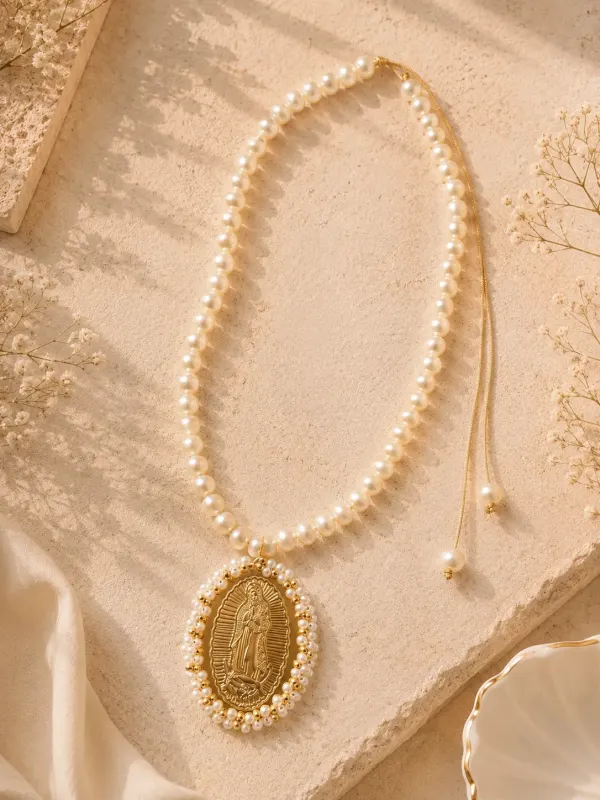 COLLAR PERLAS MAXI DIJE VIRGEN