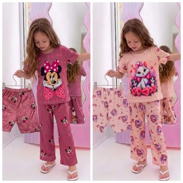 pijamas de 3 piezas pará niñas