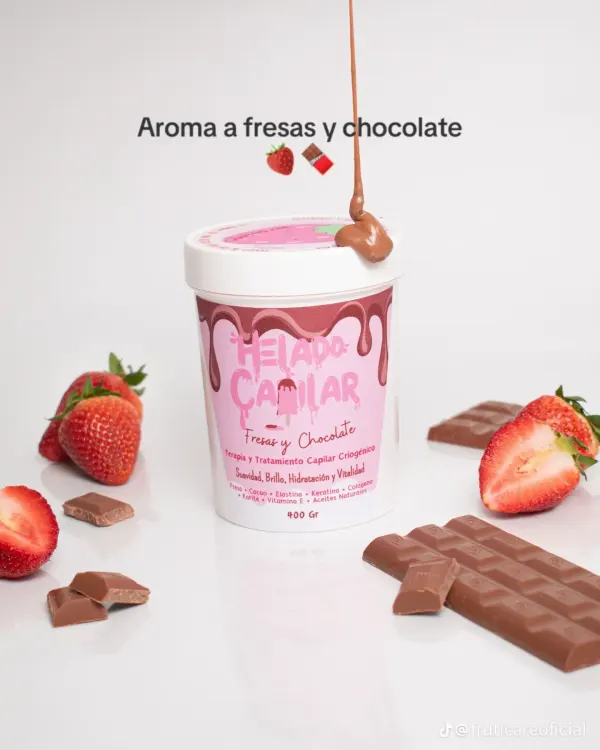 Helado capilar fresa con chocolate