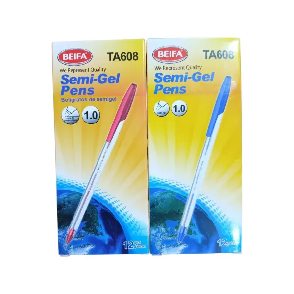 Caja de bolígrafos semi gel 1.0mm rojo y azul Beifa®