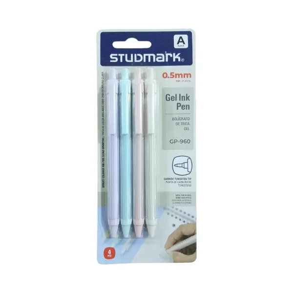 Set de 4 bolígrafos negros en gel 0.5mm Studmark®