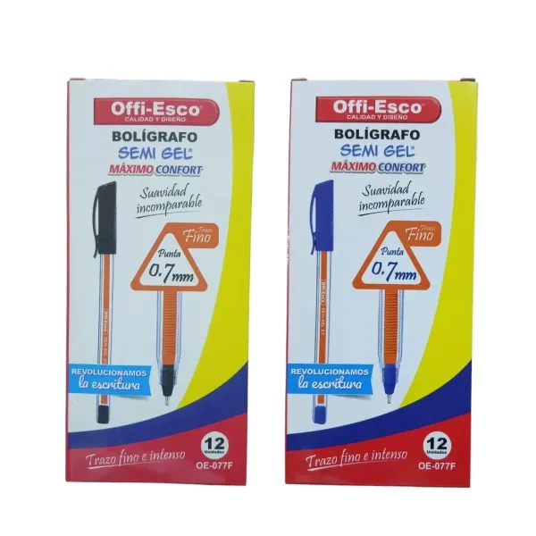 Caja de bolígrafos semi gel negro y azul 0,7mm Offi-Esco®