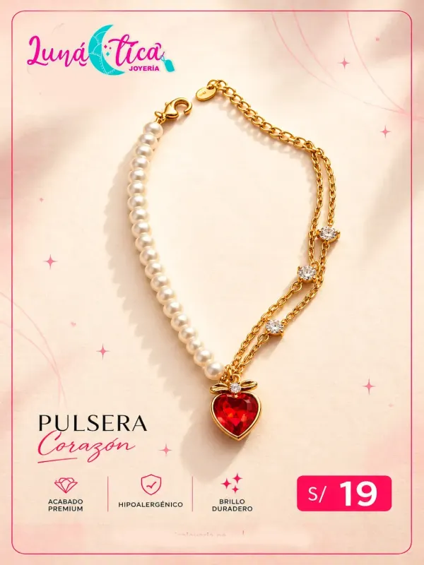 PULSERA CORAZON ROJO
