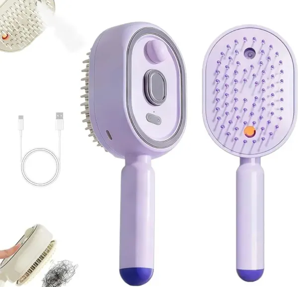 Electric Spray Air Cushion Comb for Women, Electric Steam Brush for Hair Rechargeable Hair Brush with Water Spray, Detangling & Anti-Static Hair Brush, Reduce Frizz, Smooth & Nourish