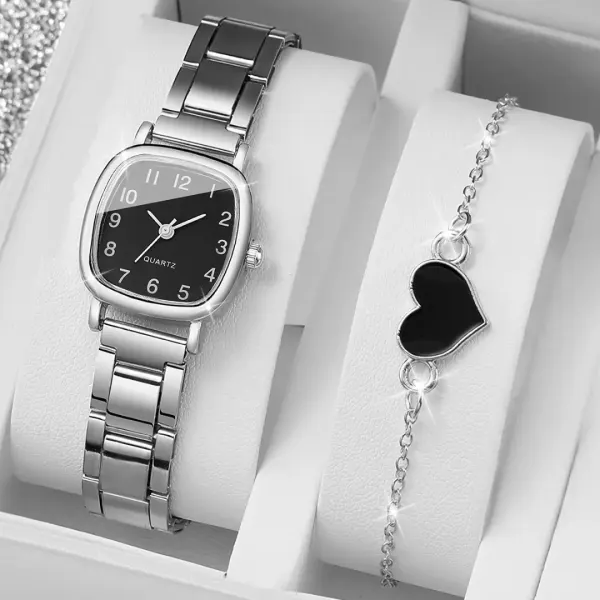 Reloj Vintage para Mujer + Brazalete de Corazón