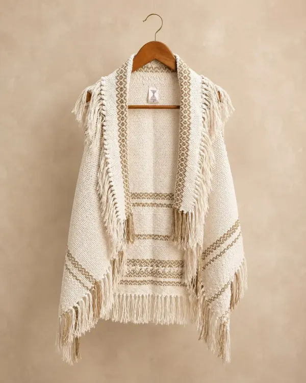 Chaleco flecos taupe