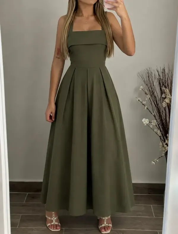 Vestido dril largo enterizo