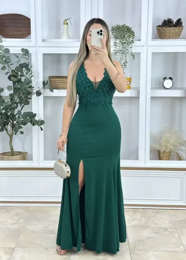 Vestido largo formal premium semilicrado