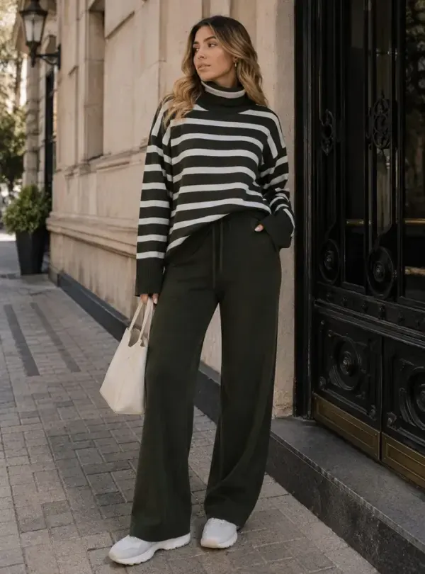 Conjunto buso cuellos alto y pantalónen hilo premium