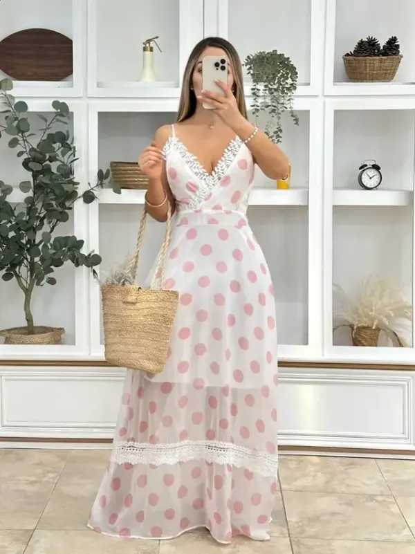 Vestido en velo encaje y lunares con forro
