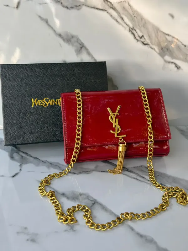 Bolso de Hombro YSL Charol Rojo