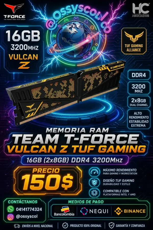 Memoria Ram Team T-force Vulcan Z 16gb (2 X 8gb) Ddr4 3200