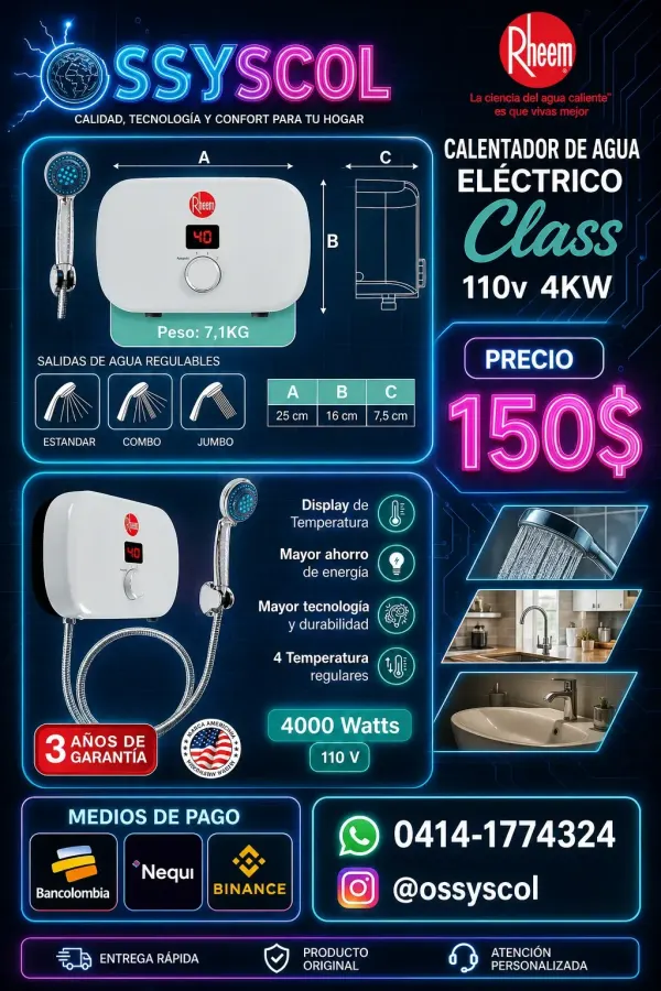 Calentador de Paso Eléctrico Class 110v 4kw