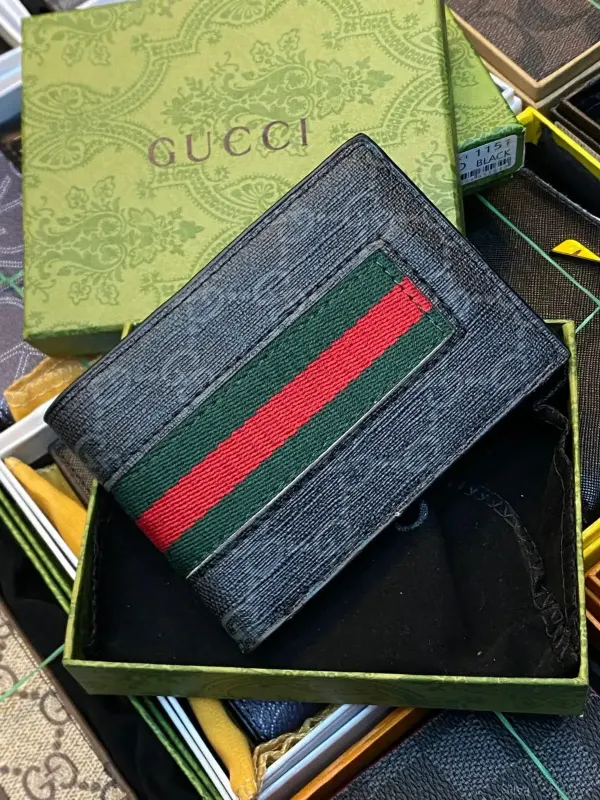 Billetera Gucci Web Stripe Negra