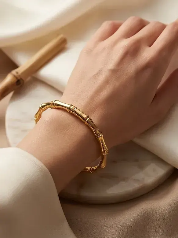 BRAZALETE VINTAGE DE BAMBU DORADO