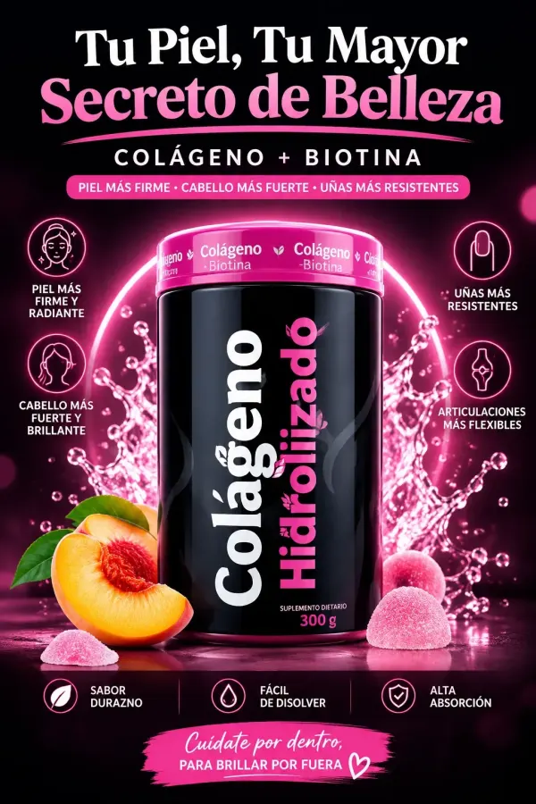 Colágeno Hidrolizado + Biotina Sabor Durazno - 300 g