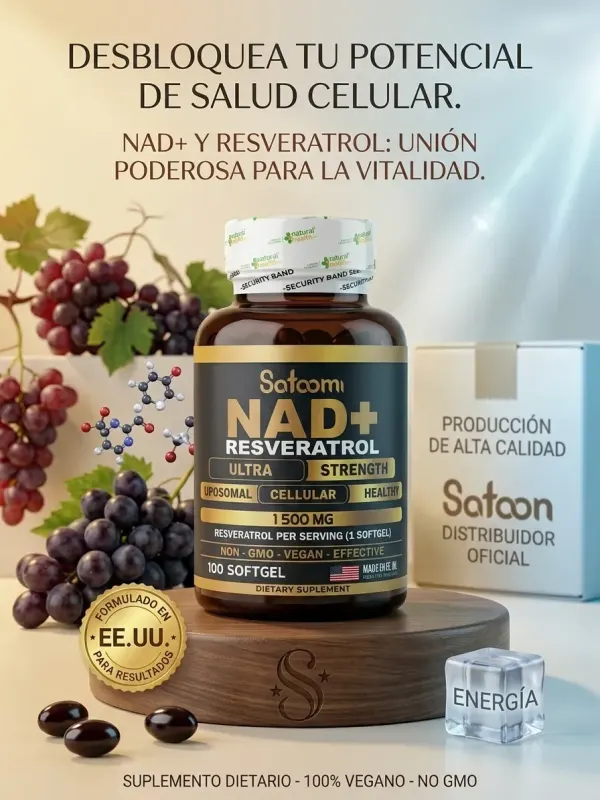 Suplemento Satoon NAD+ + Resveratrol Liposomal (100 Cápsulas Blandas)