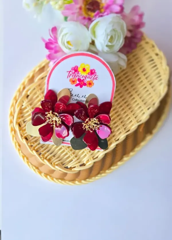Aretes Luxury Rodinados rojos