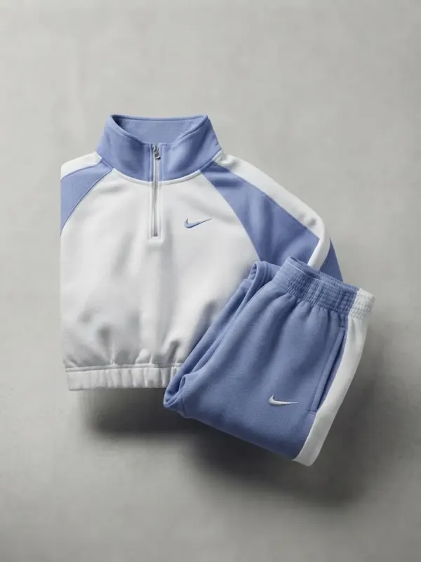 Conjunto Deportivo Urbano Half-Zip (Azul Lila y Blanco)