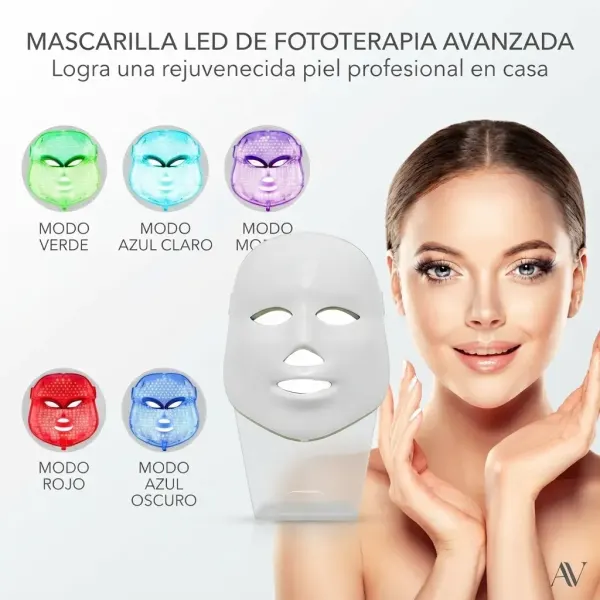 Máquina de belleza para rostro y cuello, mascarilla facial LED, mascarilla de cuello fotónica con 7 colores, masajeador para el cuidado de la piel.