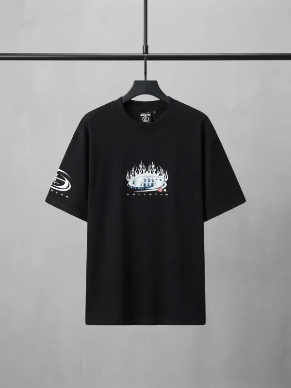 Camiseta Oversize Hellstar Flames - Negra