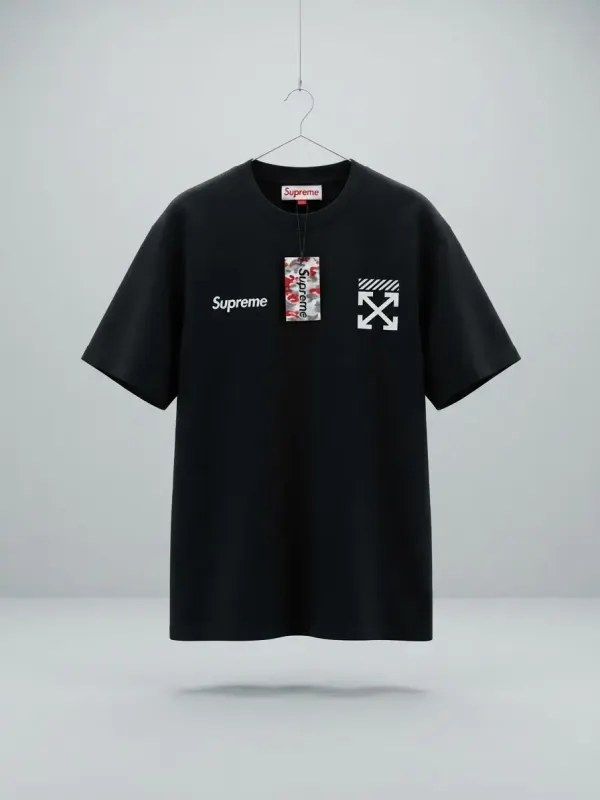 Camiseta Oversize Supreme x Off-White - Negra