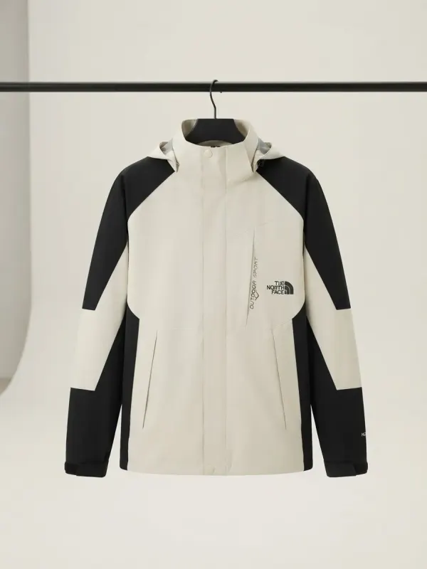 Chaqueta Impermeable Outdoor Sport - Crema y Negra