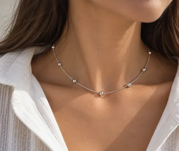 25-Collar bolitas silver